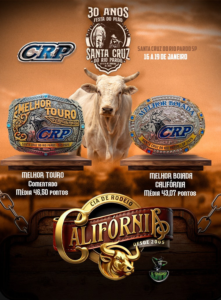 MELHOR BOIADA E MELHOR TOURO - 30ª FESTA DO PEÃO DE SANTA CRUZ DO RIO PARDO