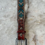 CINTO MIÇANGAS MARROM TURQUESA E AZUL TAMANHO 85