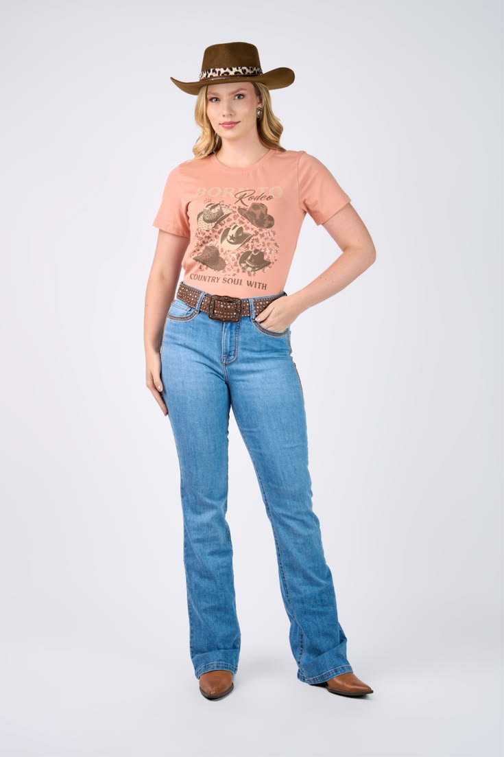 TSHIRT PEACH COWGIRL