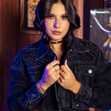JAQUETA JEANS FEM CROPPED