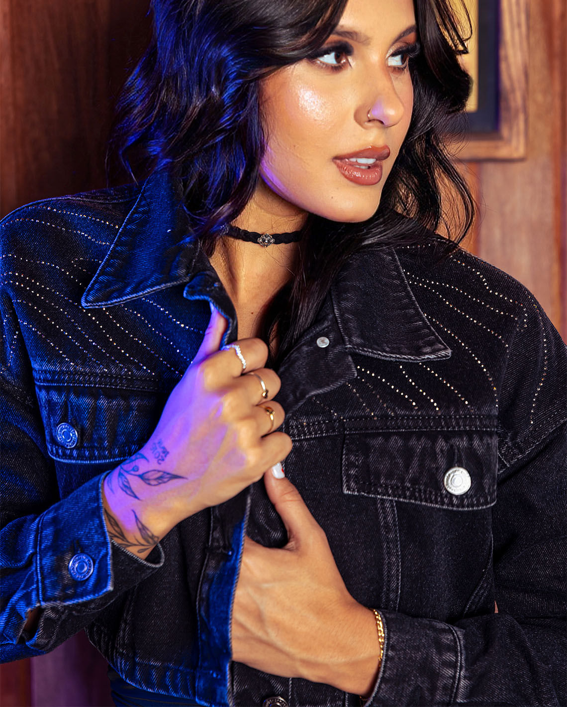 JAQUETA JEANS FEM CROPPED