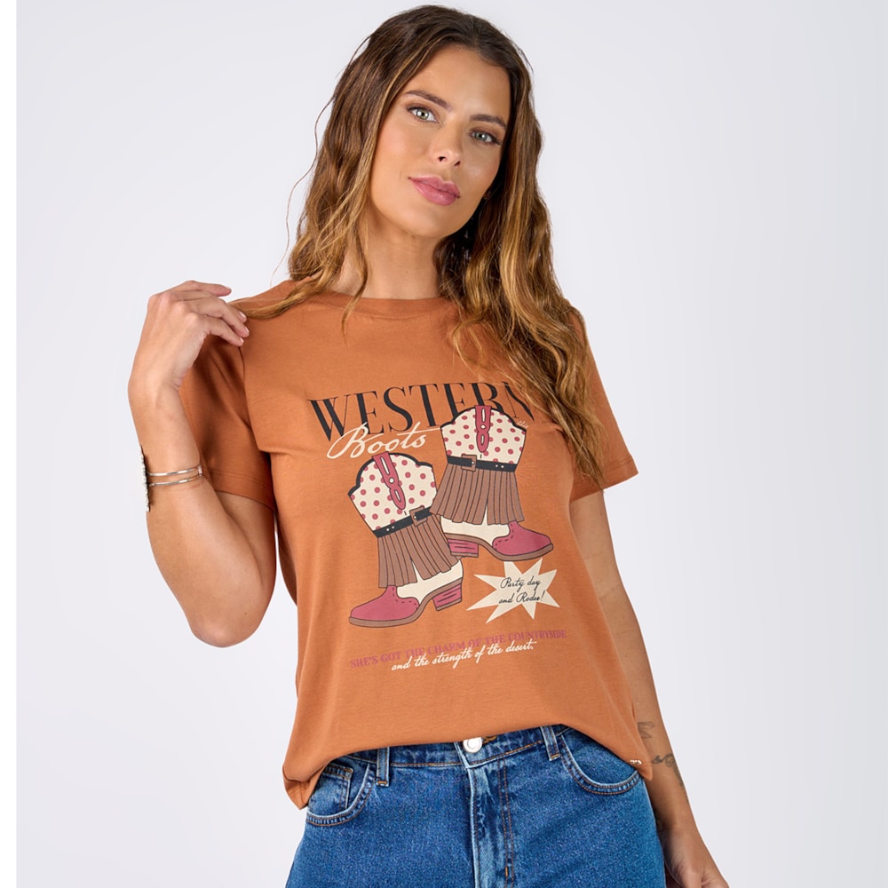 TSHIRT WESTERN BOOTS CARAMELO
