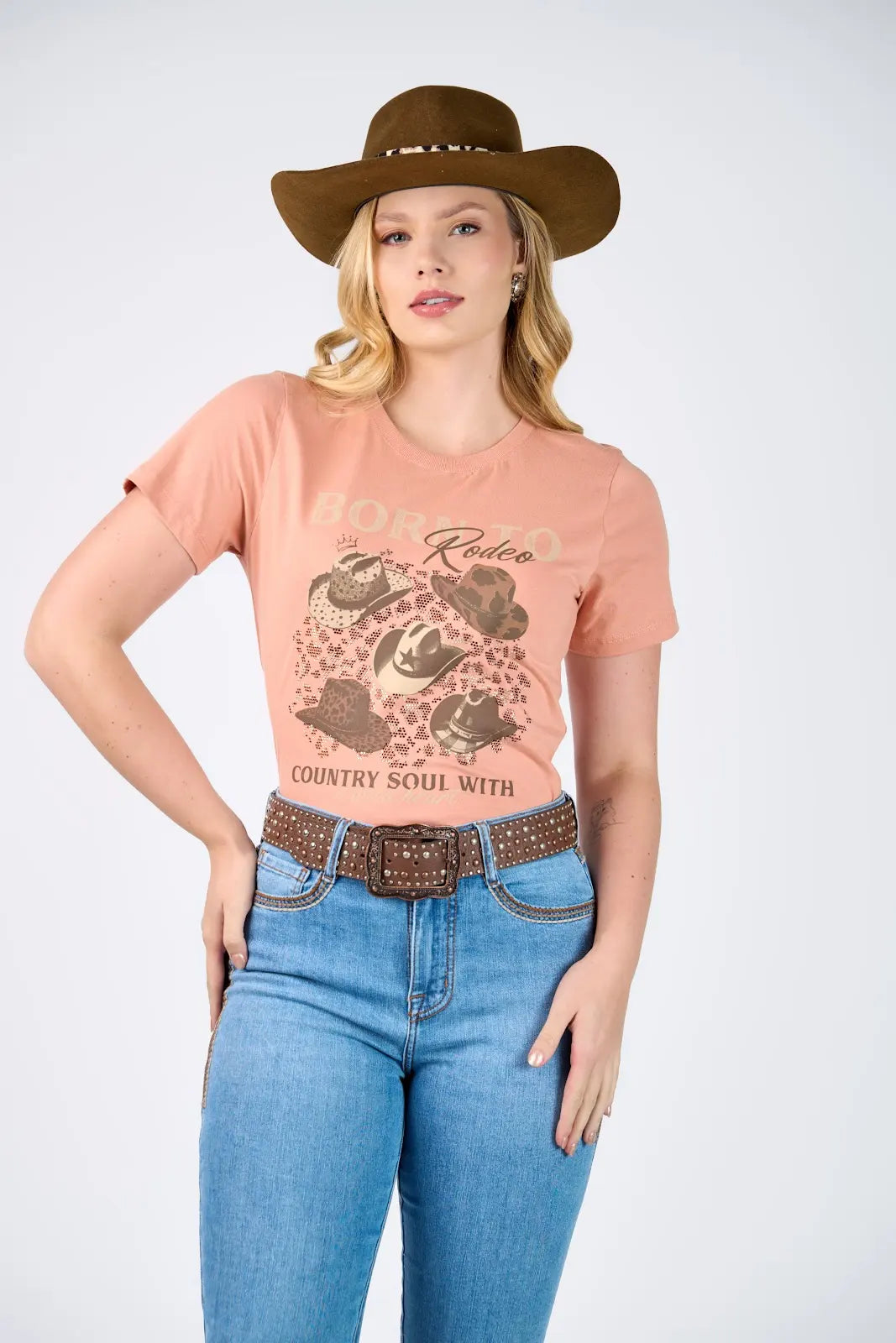 T-SHIRT PEACH COWGIRL