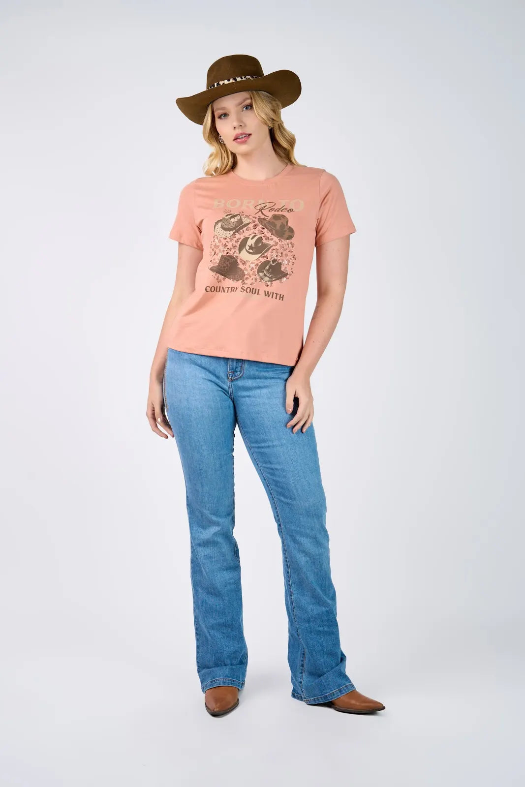 T-SHIRT PEACH COWGIRL